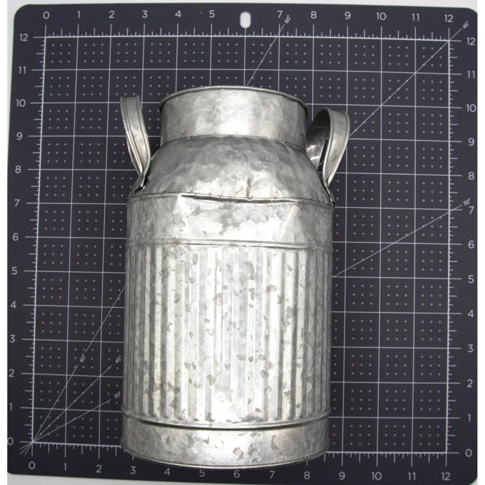 Ashland Galvanized Metal Decorative Milk Jug Farmhouse‎ Ribbed Vase